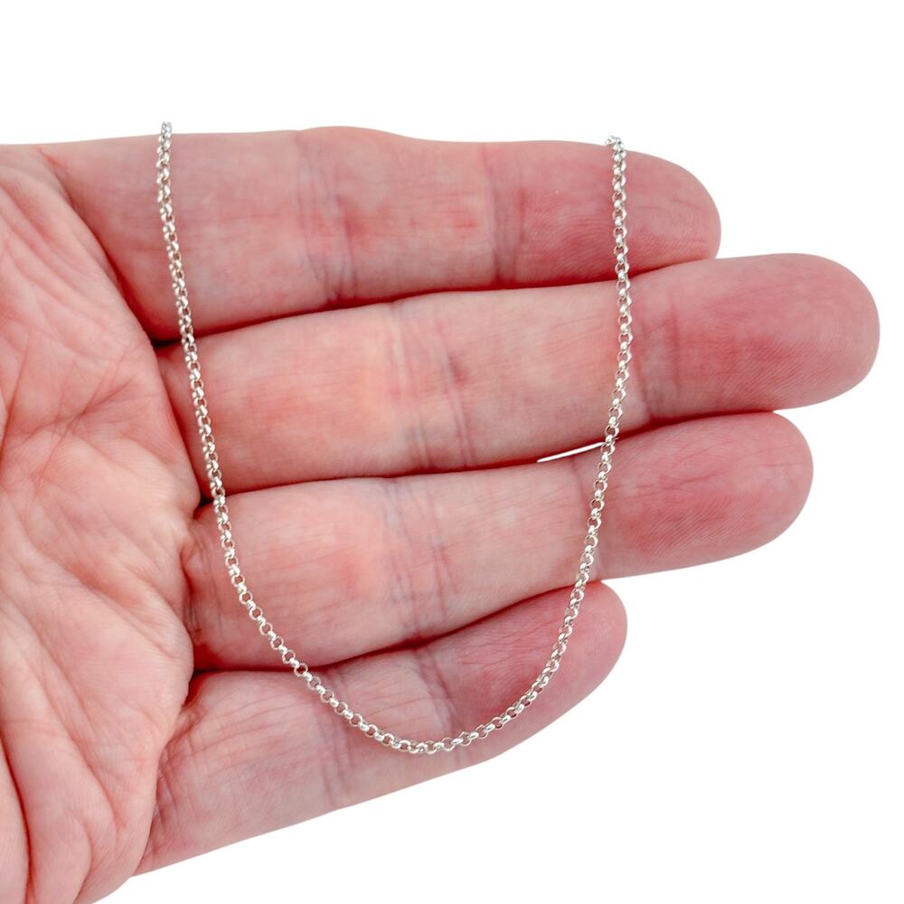 Vintage Sterling Silver 925 Italy Rolo Link Chain Necklace 18"
